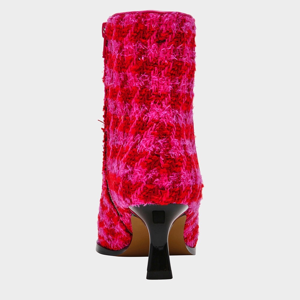 Betsey Johnson Louisa Pointed-Toe Booties, Fuchsia Houndstooth, SZ 7 NWOB💄 - Picture 3 of 5